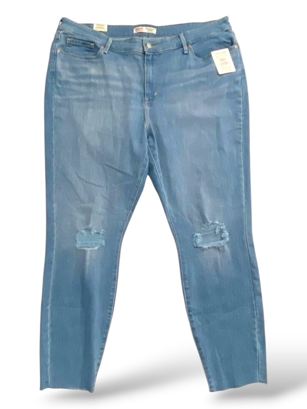 Levis Signature high rise skinny light wash blue ripped knees super stretch 20W